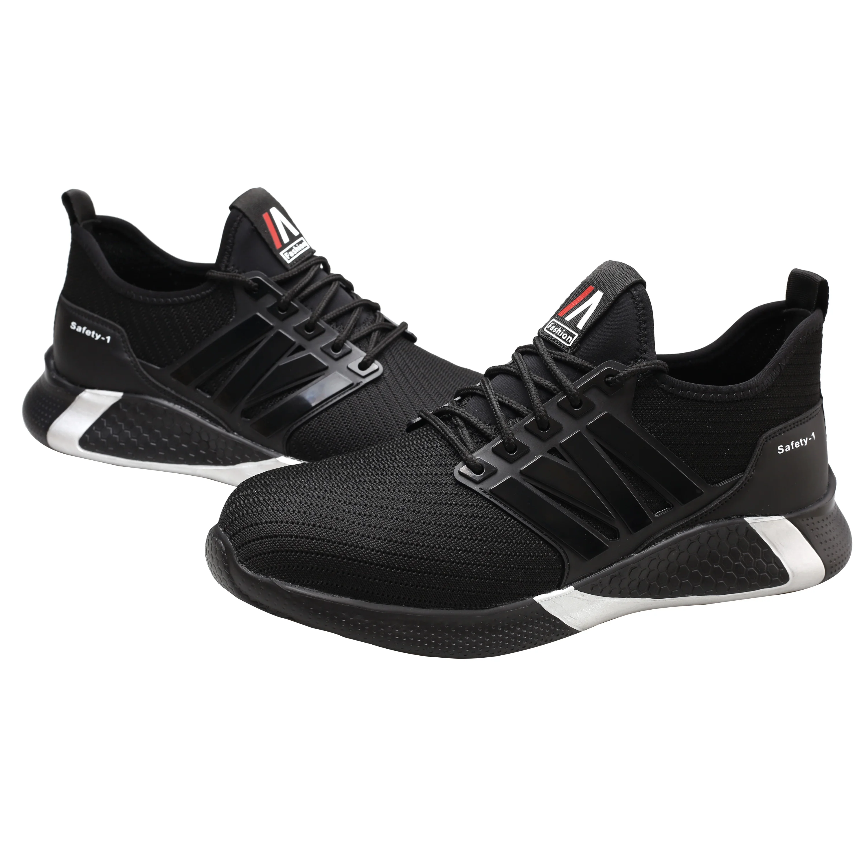 

High quality flying woven breathable anti-smashing puncture proof construction shoes safety, Black