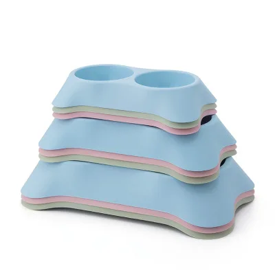 

Pet plastic non-stainless steel dog bowl Cat food bowls, Blue/pink/green