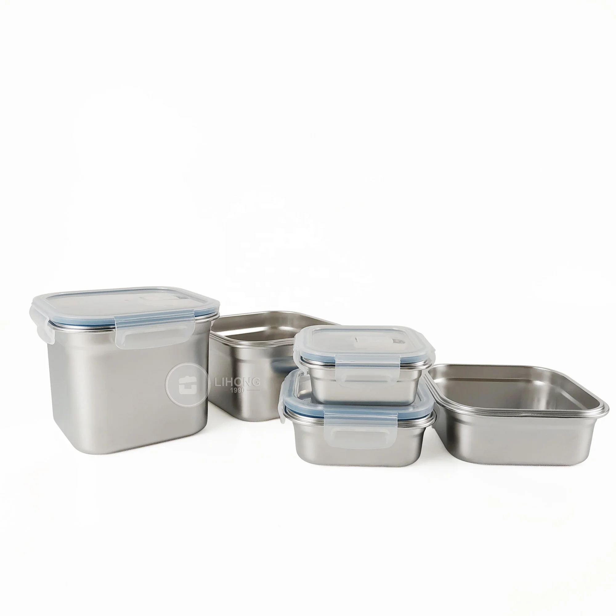 

750 ml lunch box for Kids or Adults School or Work Lockable Clips bento box metal food storage container, Sliver