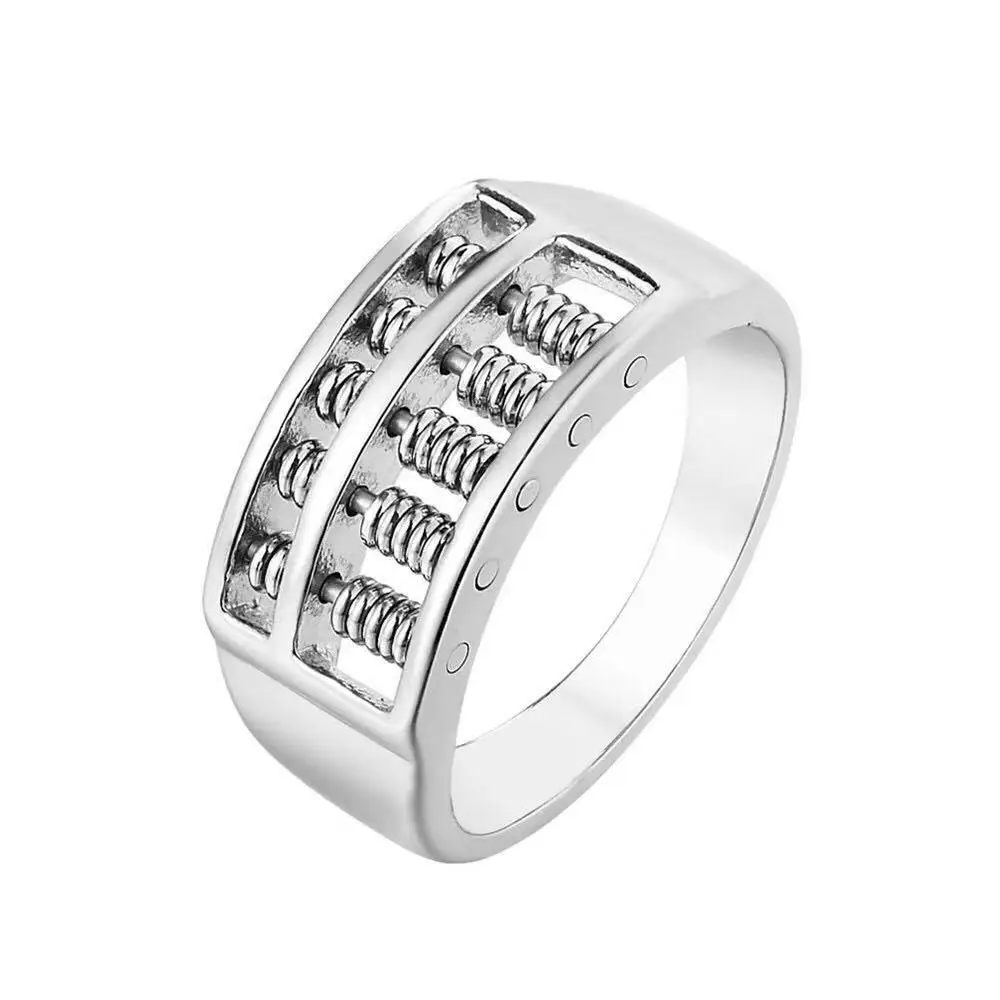 

Factory direct selling stainless steel men's ring abacus men's ring fashion pearl steel jewelry stainless steel ring