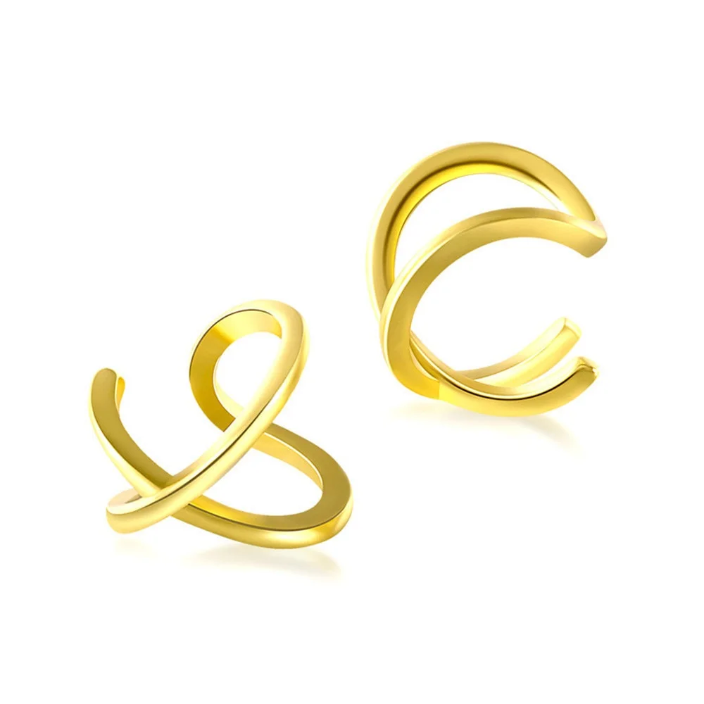 

925 Sterling Silver Double-deck Line Cuff Earrings minimalist silver jewelry