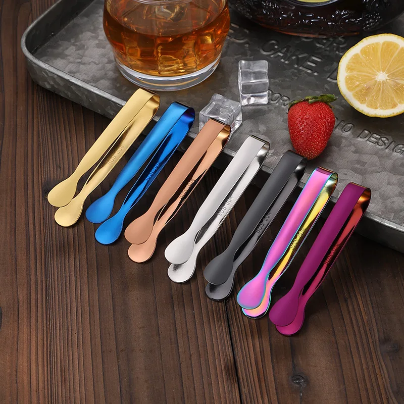 

Amazon hot sell stainless steel ice Cube Sugar Tongs for clip kitchenware tool, Silver , gold , rose gold , black , blue , pruple , rainbow