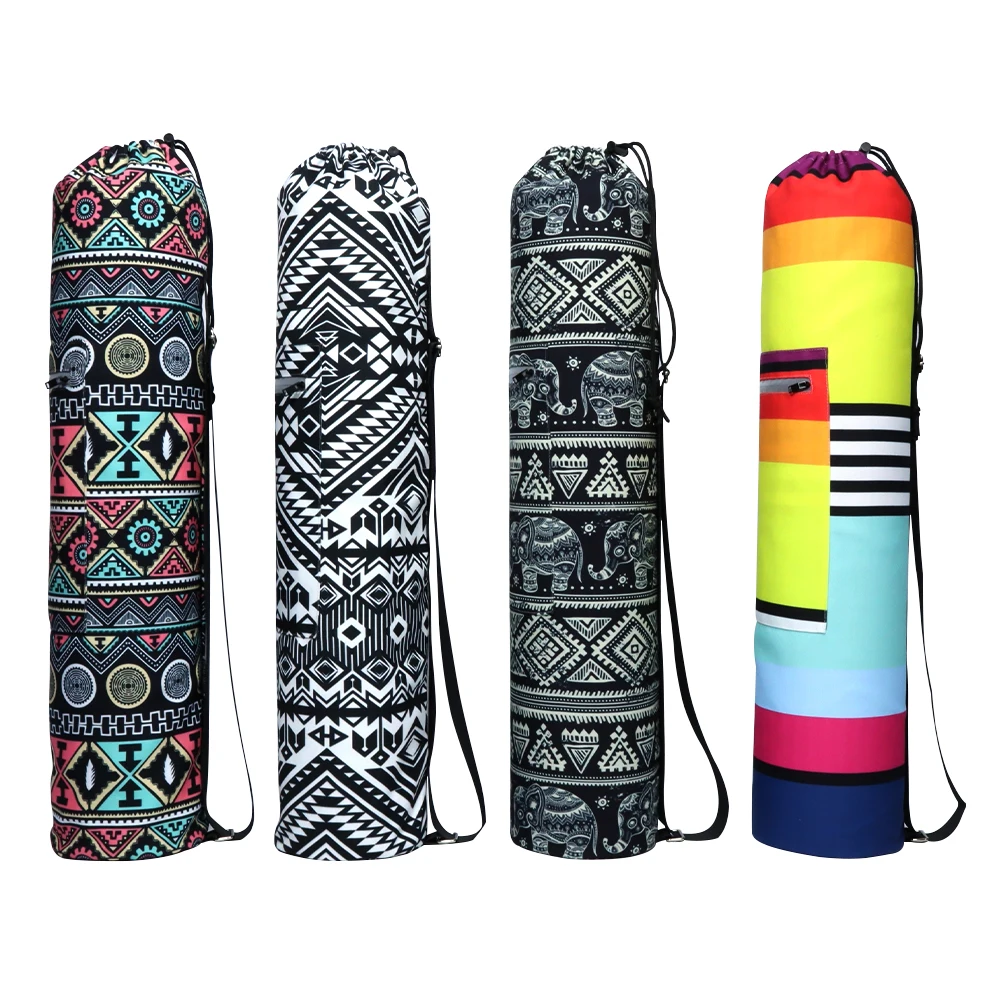 

Wholesale Eco Friendly Large Capacity Pocket Folded Canvas Custom Printed Travel Yoga Mat Bag With Logo