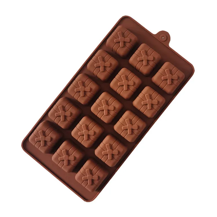 

Y3335 15 Cavity bowknot giftbox silicone Chocolate Mold