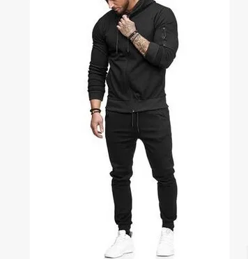 

Color Blocking Men Fitness Clothing Plus Size Hoodie Long Sleeve Sweatsuit Mens Joggers Suits