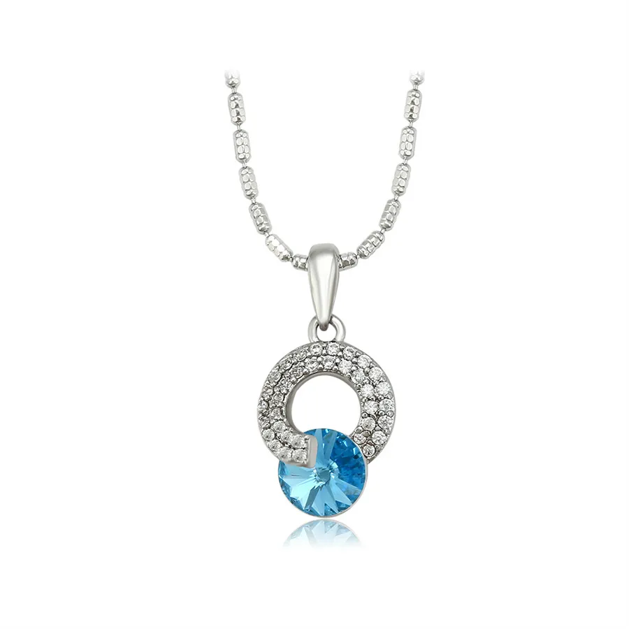 

81677804 xuping Jewelry Light Luxury Design Crystal with Diamond Pendant Rhodium Ladies Fashion necklace