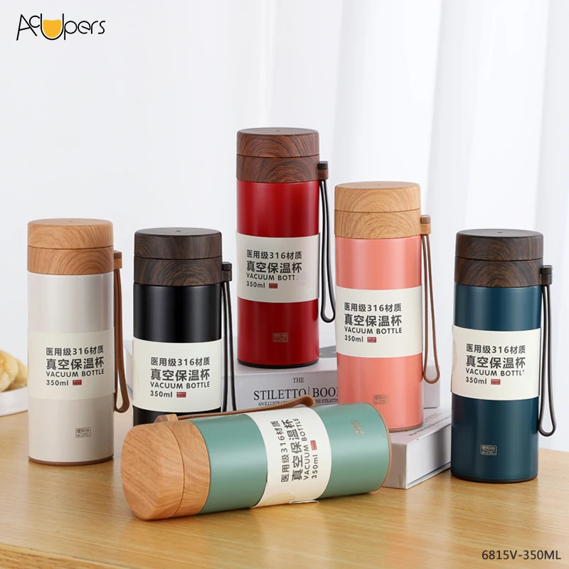 

6815 350ml 12oz Eco Friendly Portable Double Wall Tea Strainer 316 Titanium Stainless Steel Thermos Insulation Vacuum Flask