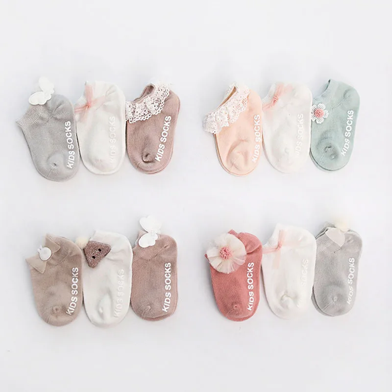 

Boys and Girls Baby Summer Socks Comfortable Lace Flower Cotton Socks Custom Newborn Baby Socks, As picture