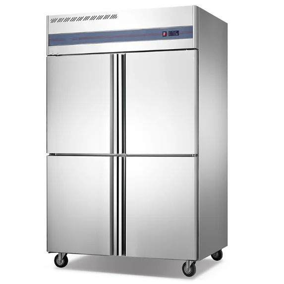 Oem Low Noisy Vertical 4 Doors Freezer Stainless Steel Industrial Upright Workbenchr Commercial