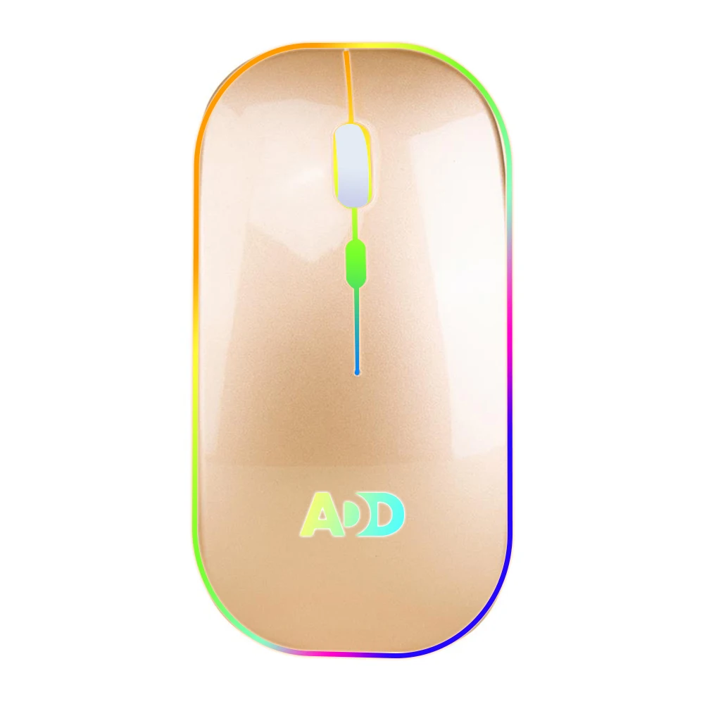 

New Hot Led Gaming Wireless Colorful Lights A2 Thin Slim Mouse 2.4g Optical Computer Mouse 1600 Dpi Adjustable Rgb Gaming Mouse, Black, white, rose gold, gray