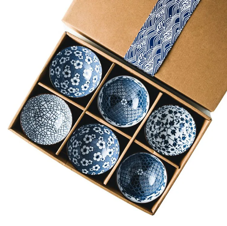 

Hot sale Japanese ceramic tableware gift bowl set Blue and white porcelain bowl set