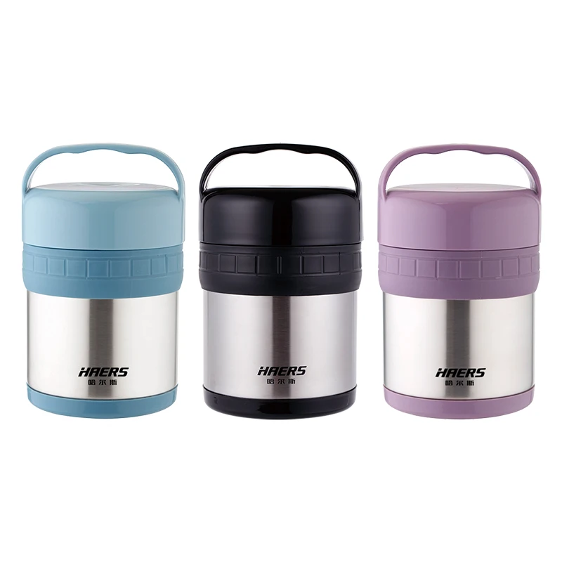 

Quality Haers 1000ml Lunch Food Jar Thermos Food Jar Vacuum Food Jar, Purple blue black