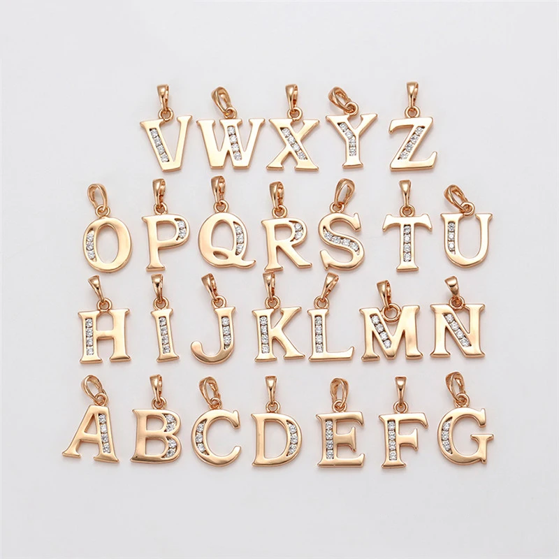 32339 Xuping SET 14k gold alphabet pendant charms, custom diamond letter pendant jewelry