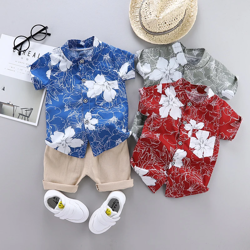 

Boys comfortable summer casual short-sleeved shirt suit for children ages 1 to 4 stylish shirt for boy boy dress children