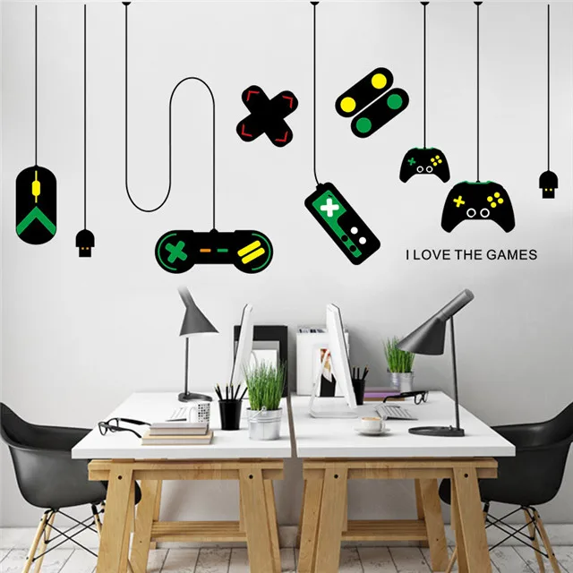 

Various Types of Gamepad Wall Stickers Internet Cafe Background Wall Decoration Stickers, As picture