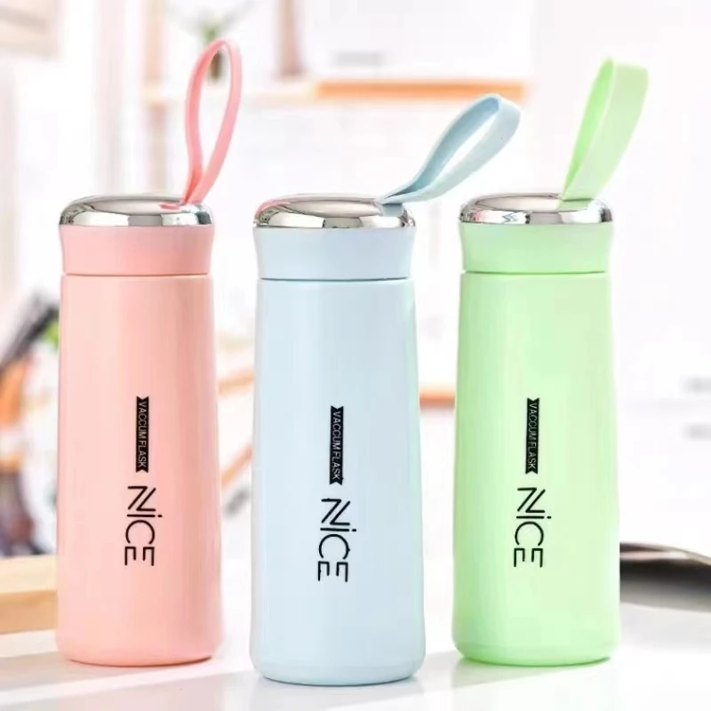 

400 ML Portable Travel Insulated Mug Double Layer Glass cup Car Covered Coffee Vacuum Flask Cold Drink Beer Mug Vacuum Cup