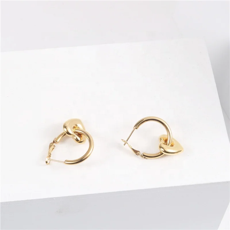 

2021 Earrings 18K Gold Plated Earrings Heart Hoop Trendy Earrings Tarnish Resistant Jewelry wholesale