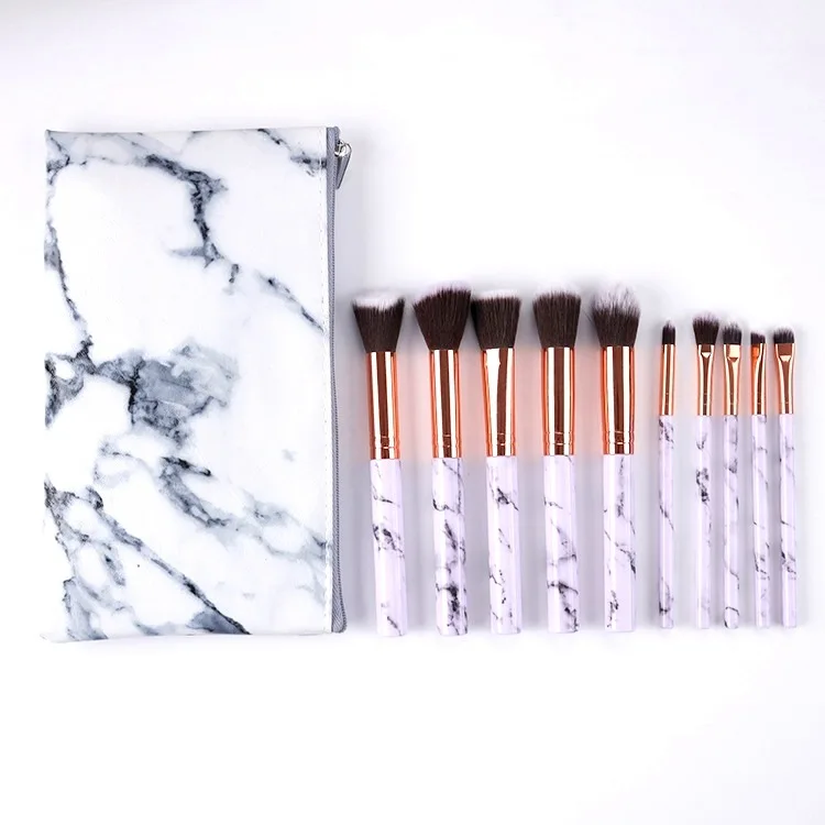 

Wholesale Marble Shape 10 Piece Synthetic Hair Makeup Brush Set Professional Makeup Brush Set Private Label, Marbling