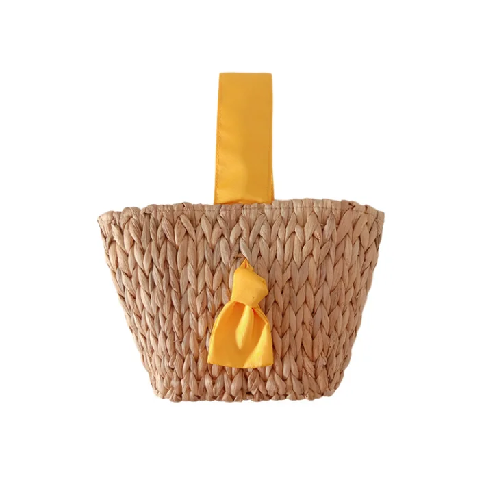 

Wholesale women high quality handmade colorful paper raffia beach bamboo straw tote bag