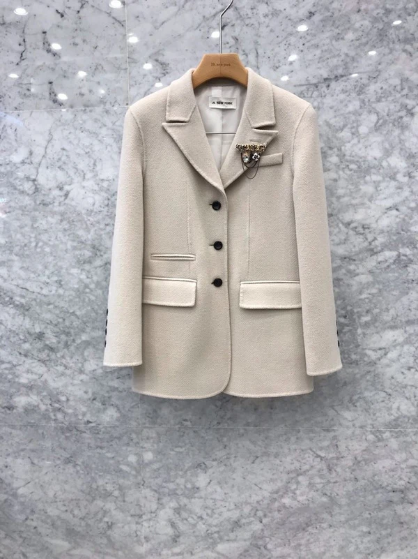 

2021 Autumn And Winter New Women's Loose Woolen Coat Fashion Temperament Suit Collar Woolen Coat, White/black/brown