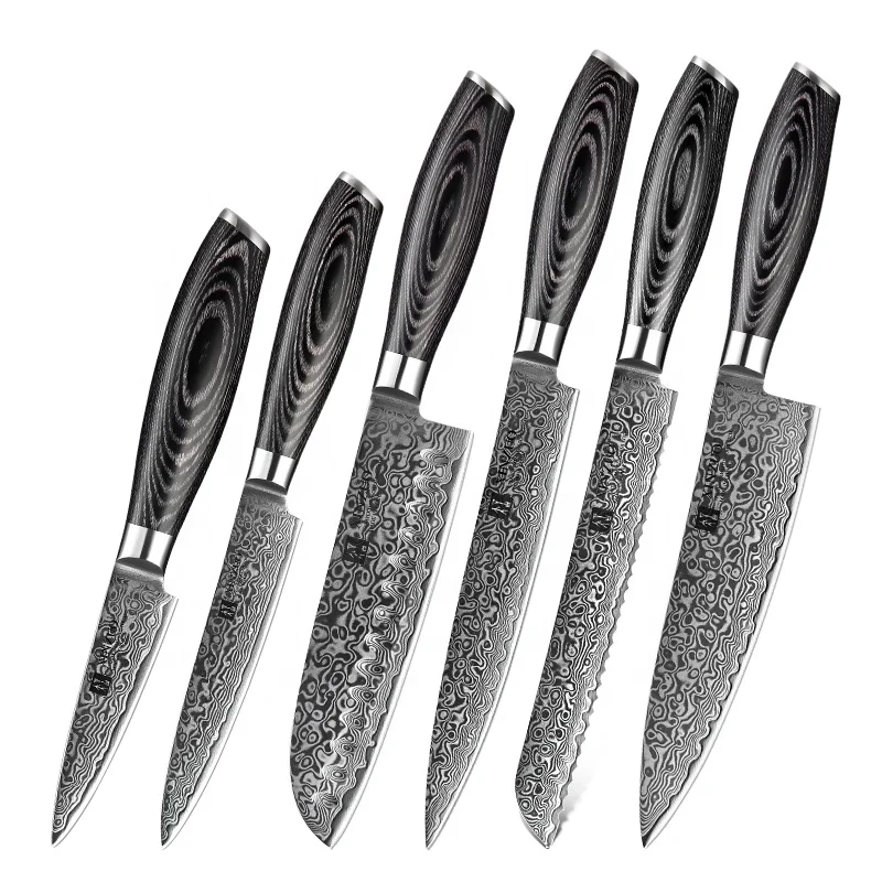 

Promotion 6 pcs professional 67 layers VG10 damascus kitchen knife set