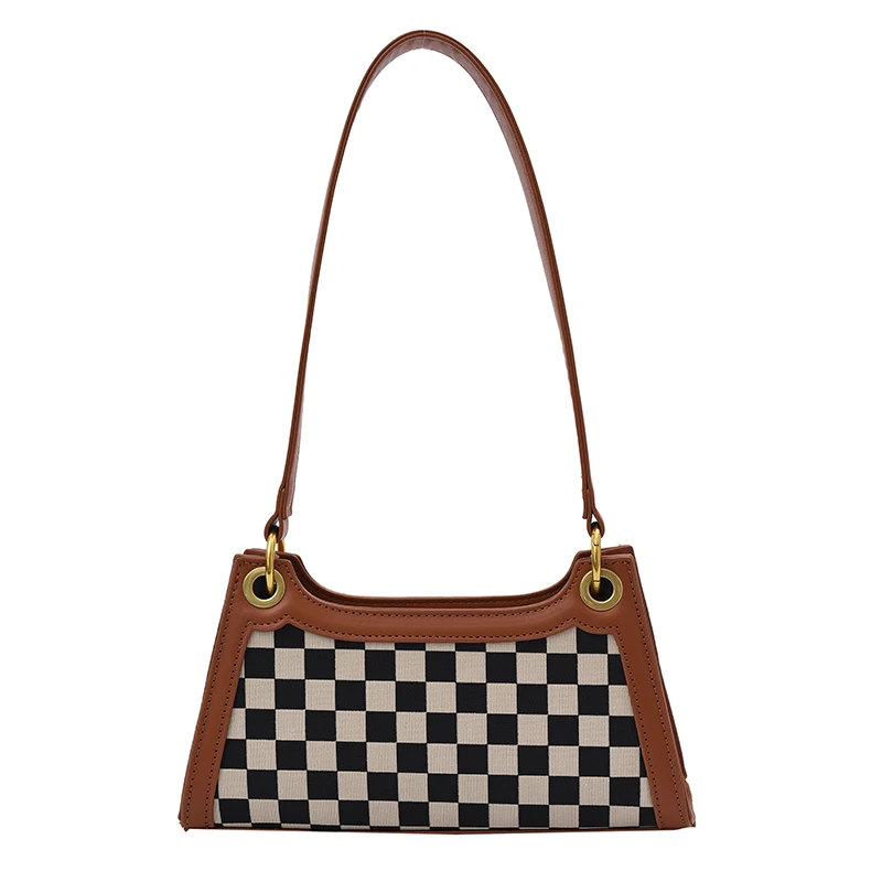 

Custom Handbag Ins Trend Luxury Women's Frame Pu Grid Leather Retro Over The Shoulder Handbags