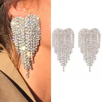 

2020 trendy earrings european style heart crystal tassel earrings exaggerated earrings(EJ1921)