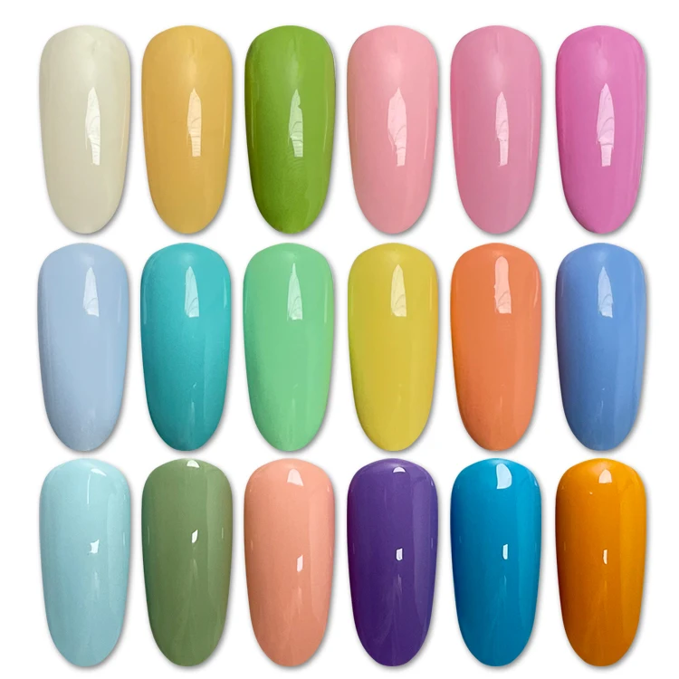 

Profession Custom Logo Low MOQ 15ML Semi Permanent High Shiny Macaron Odorless Non Toxic Organic Nail Supplies LED UV Gel Polish