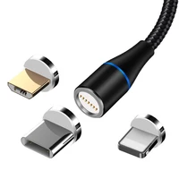 

3 in 1 For iPhone Micro Type C Luminous 3A Fast Charging Magnetic USB Data Transfer Magnet Cable