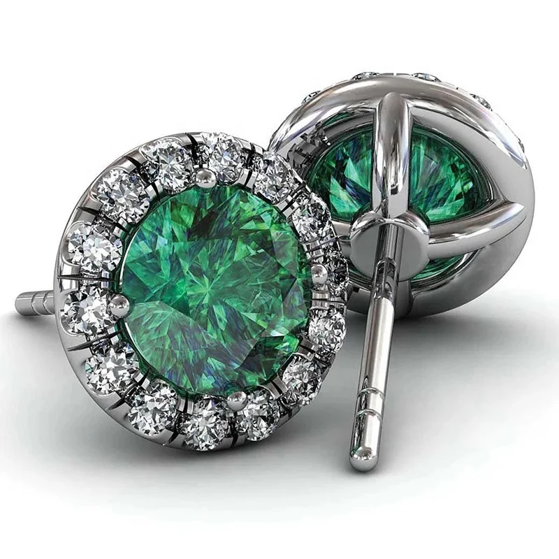 

Vintage Green Cubic Zircon Stud Earrings Women for Retro Party Temperament Female Earrings Piercing Ear Luxury Jewelry, Customized color