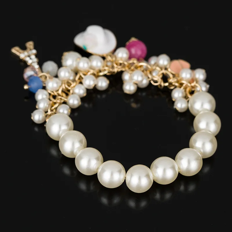 

Handmade stretch beaded bracelet Women's multilayer pearl charm bracelet wholesale brand jewelry for women, White