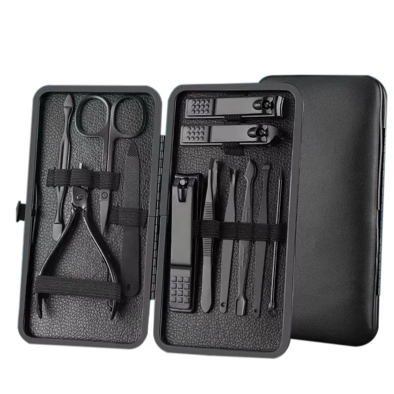 

Black Color 18 16 12 10 7pcs Nail Clipper Set Manicure & Pedicure Set Kit Finger Foot Care Set Gift