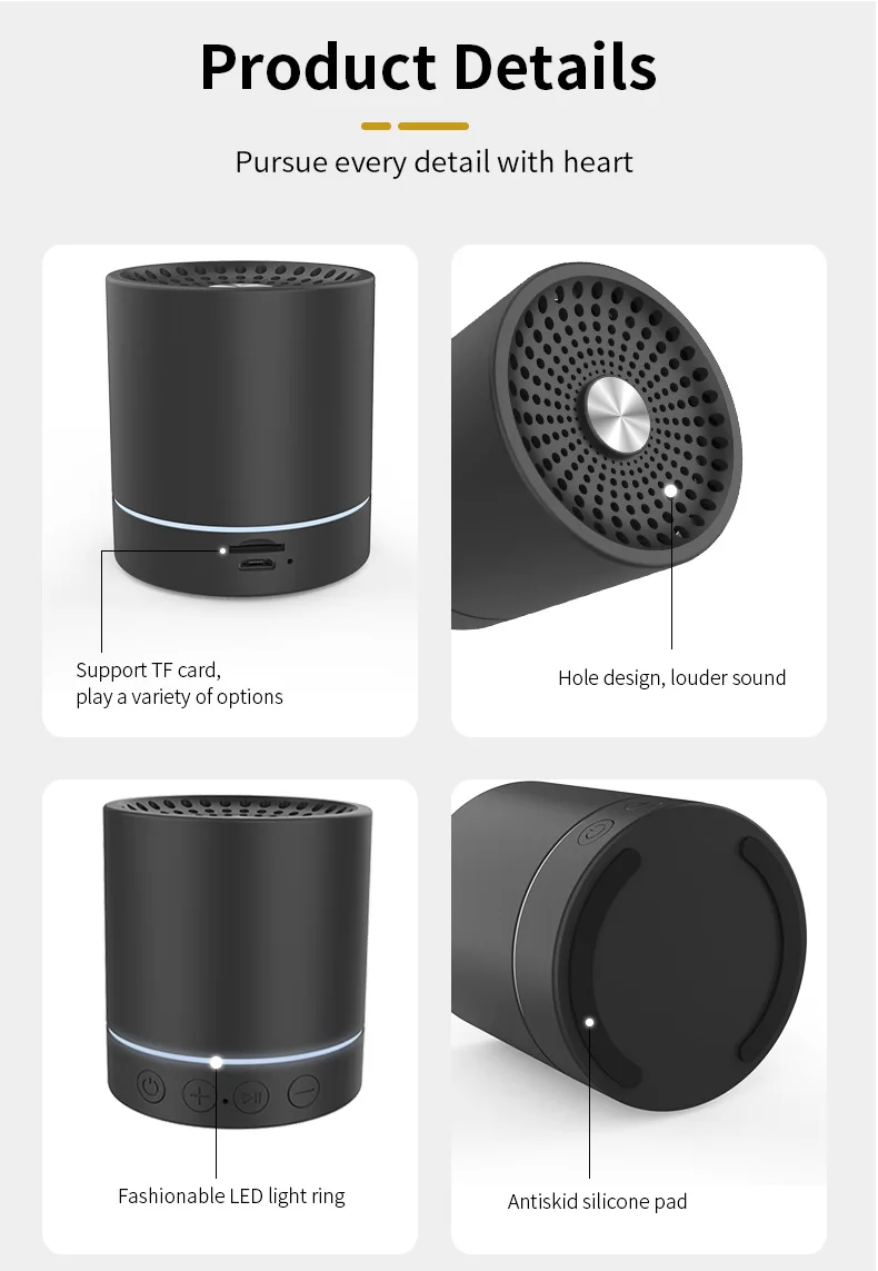 2020 trending product promotion gadgets cylindrical portable mini TWS bluetooth speaker with one pair come in 2 pcs - ANKUX.COM
