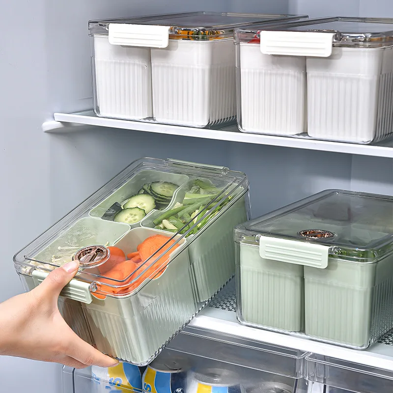 

Japanese Household Refrigerator Special Transparent Four-Point Crisper Box Fruit And Vegetable Classification Storage Boxes