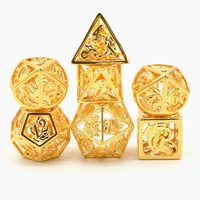 

2020 New dragon design Dice metal brass hollow out 24K gold plated D&D table