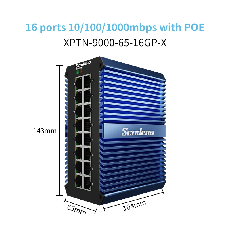 

Waterproof 16 ports rj45 outdoor unmanaged industrial ethernet switch 10/100/1000 ip50 din rail gigabit network switch