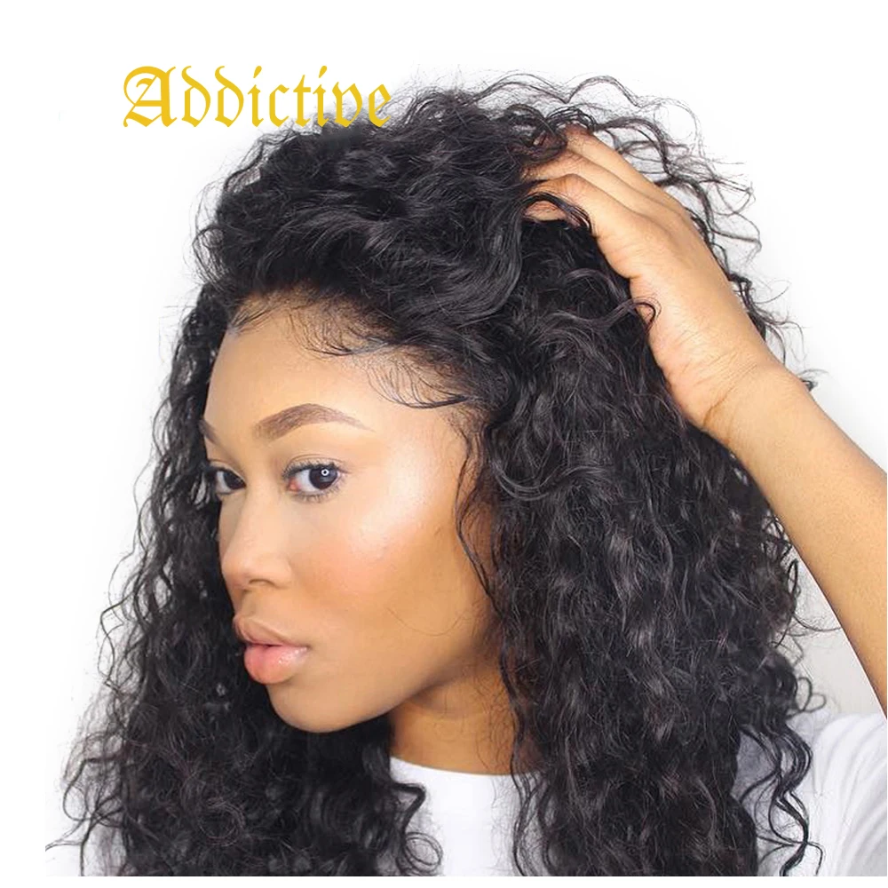 

Addictive Swiss T Lace Kinky Curly Front Bob 100% Closure Human Hair Wig