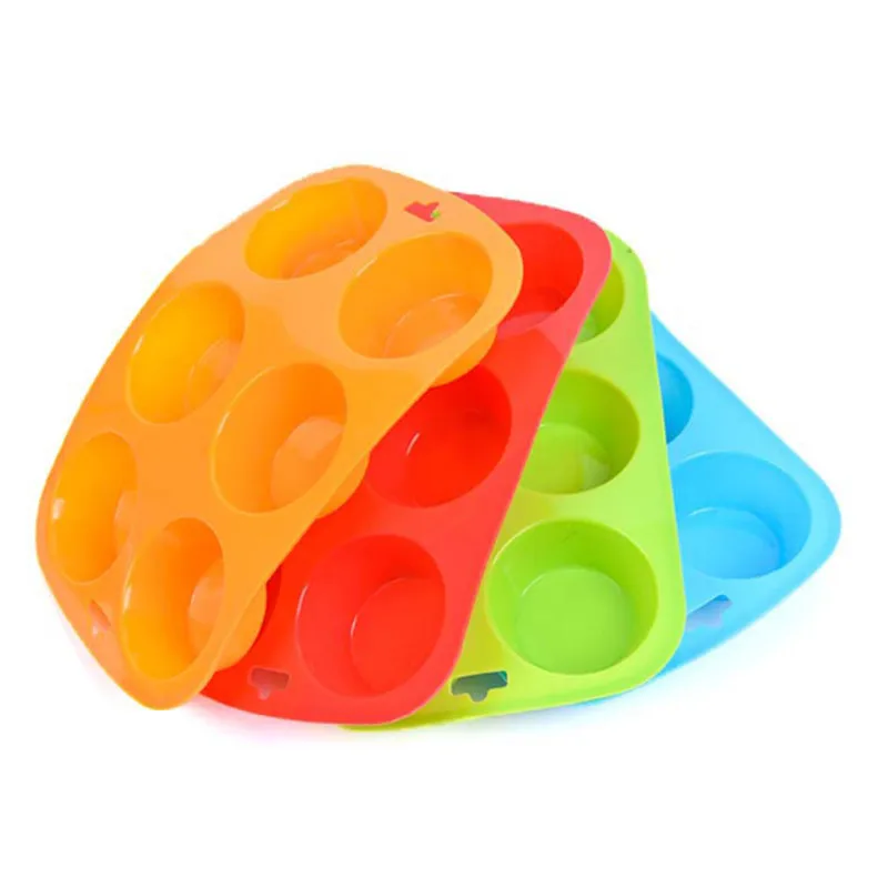 

Silicone Conjoined Six-Cup Food Grade Silicone Cake Molds Easy Is Safe And Easy To Clean To Make Molds Baby Food, Blue,red,orange,green,custom color