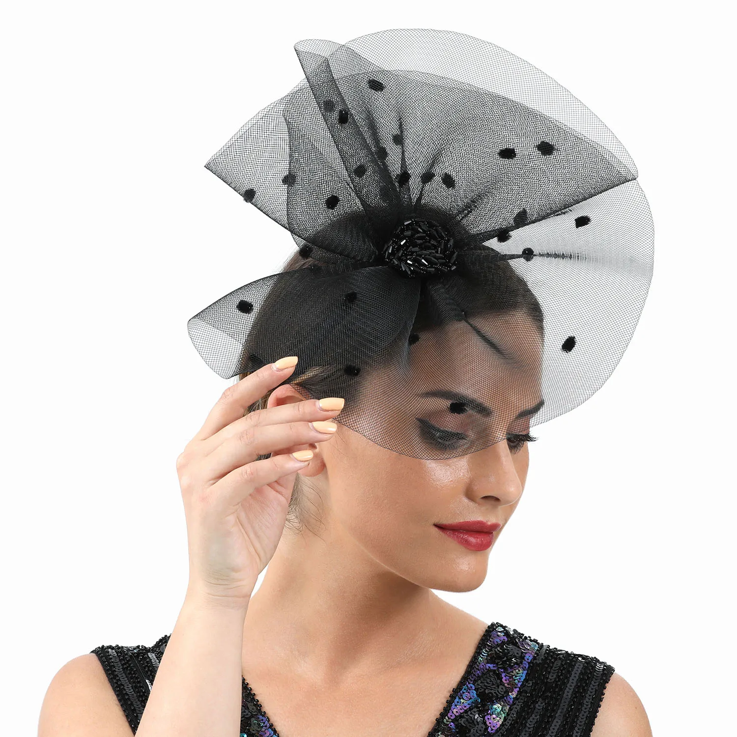 

Factory Direct Black Fascinator Hats for ladies Fascinator Kentucky Derby Hat Hair Clips for Women