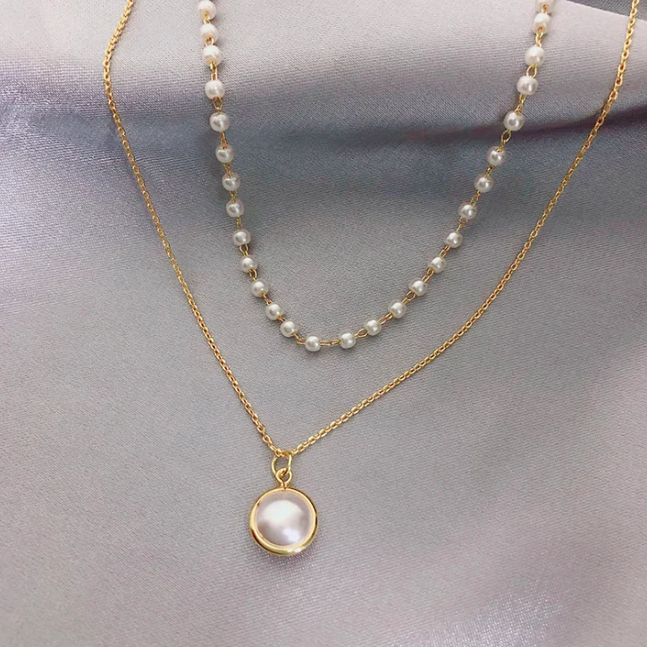 

jialin jewelry Japan South Korea simple Muti layer women 2020 pearl chocker necklace