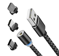 

3 in 1 Nylon Braided Magnetic Type C fast Charging USB Cable Mobile Phone Micro USB Charger Data Cable