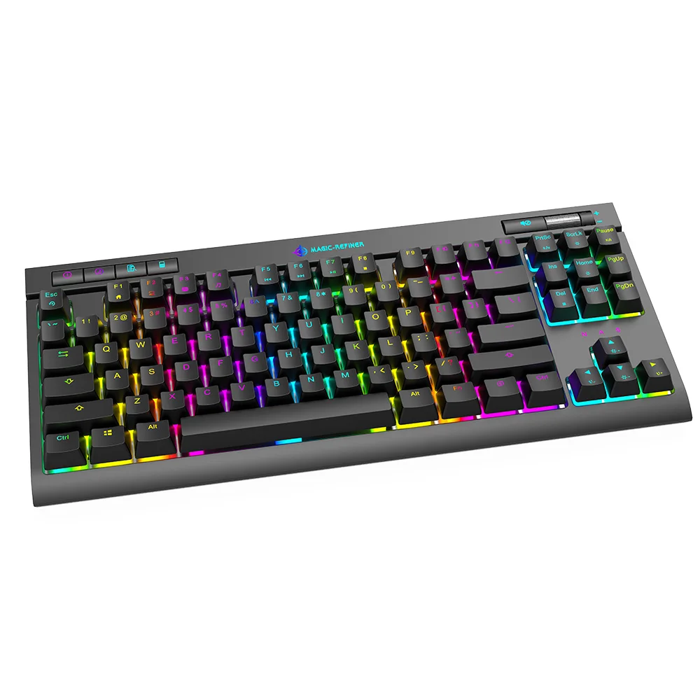 

MK17 more color 80% ergonomic 87keys red switch rgb backlit gaming mechanical keyboard, Black/ white