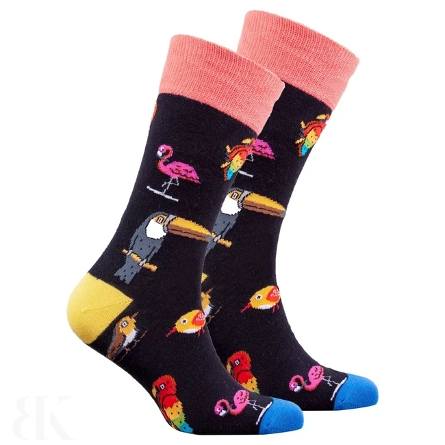 

Oem Quality Men Designer Socks Colored Animal Brid Crew Socks, Custom color