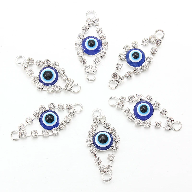 

Silver Evil Eyes Crystal Alloy Connectors For Jewelry Making DIY Charms Necklace Bracelets Accessories Jewelry Findings, Sliver
