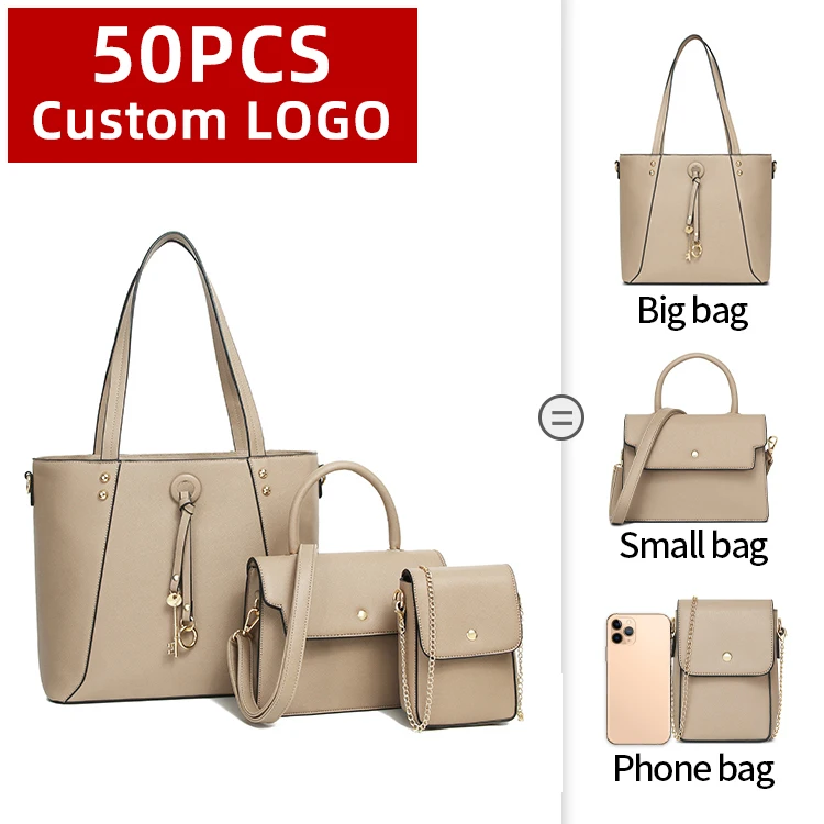 

China Supplier Sac A Main Femme 3 Pieces Pu Leather Tote Bags Luxury Ladies Handbag Sets For Women Conjunto De Bolso Mujer 2021