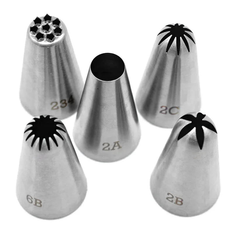 

Hot Selling Stainless Steel Icing Piping Tips Cake Decorating Nozzles Tool Set for Wedding Seamless Mounting Nozzle