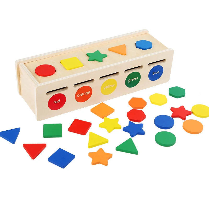 

Children Wooden Early Education Toys Montessori Geometry Jigsaw color shape Sorting Box