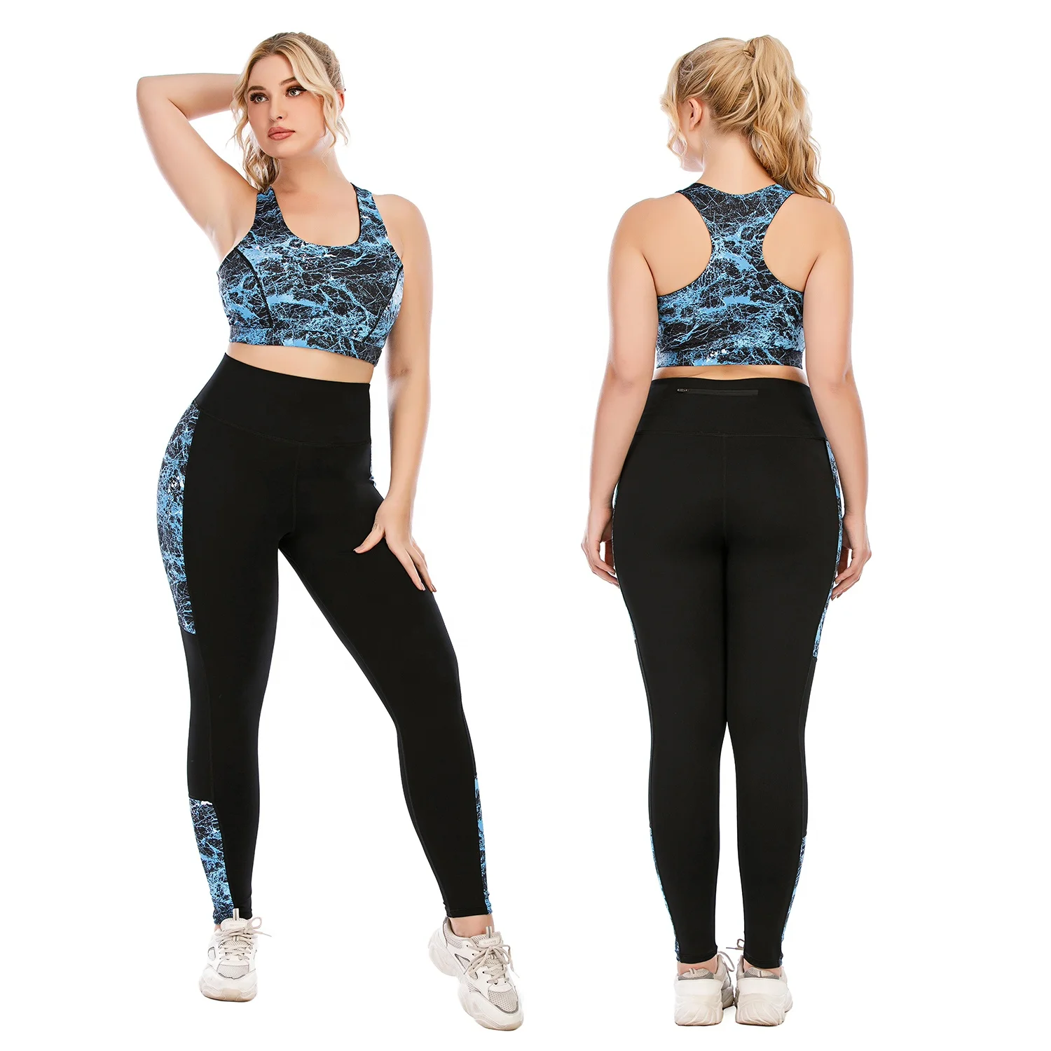 

AOSHILI Custom Logo Work Out Wear Women High Impact Sports Bra Sexy Adjust Gym Plus Size sports bra and Leggings for fat women