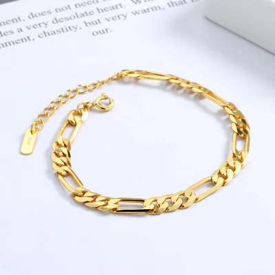 

Factory 925 Sterling Silver Figaro Chain Bracelet Silver Gold Handmade Silver Bracelet Jewelry