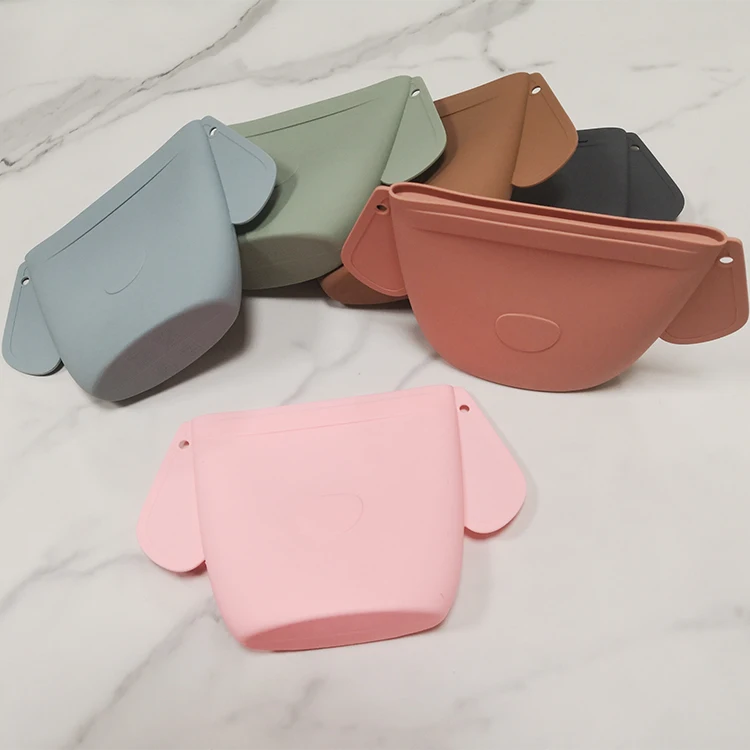 

Wholesale Reusable Toddler Kids Silicon Snack Food Storage Pouch Silicone Baby Snack Container Bag with zip lock